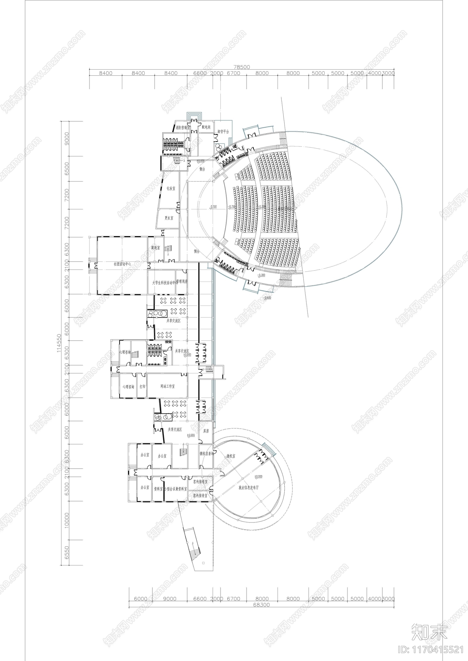 现代学校建筑cad施工图下载【ID:1170415521】