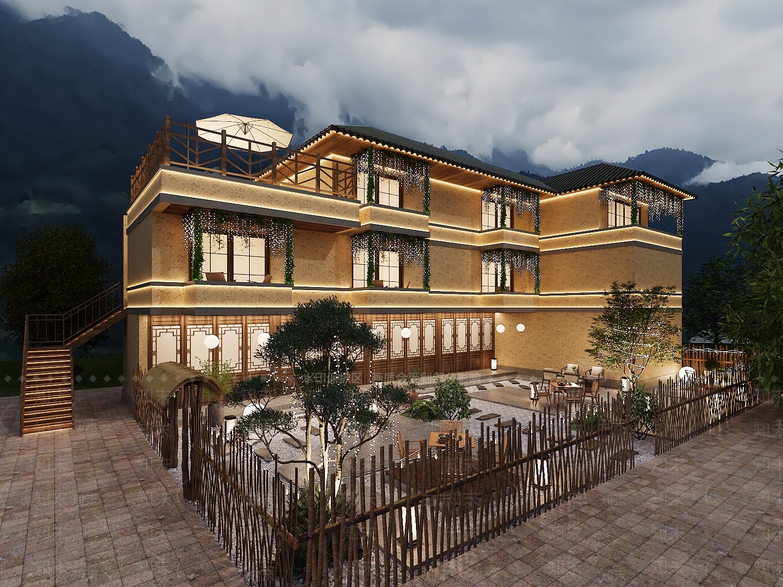 新中式酒店外观3D模型下载【ID:1170418850】