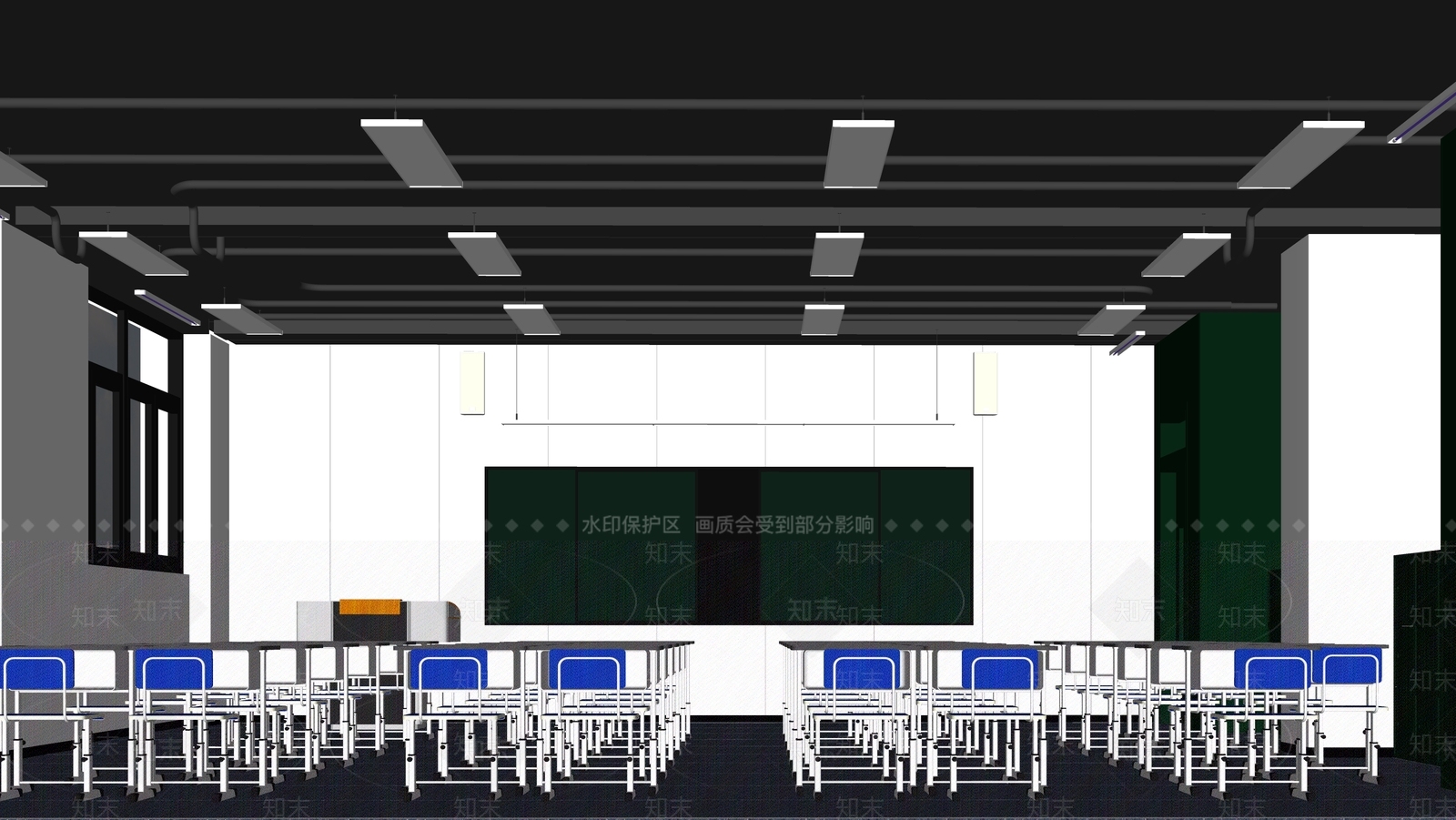 现代教室SU模型下载【ID:1170419260】