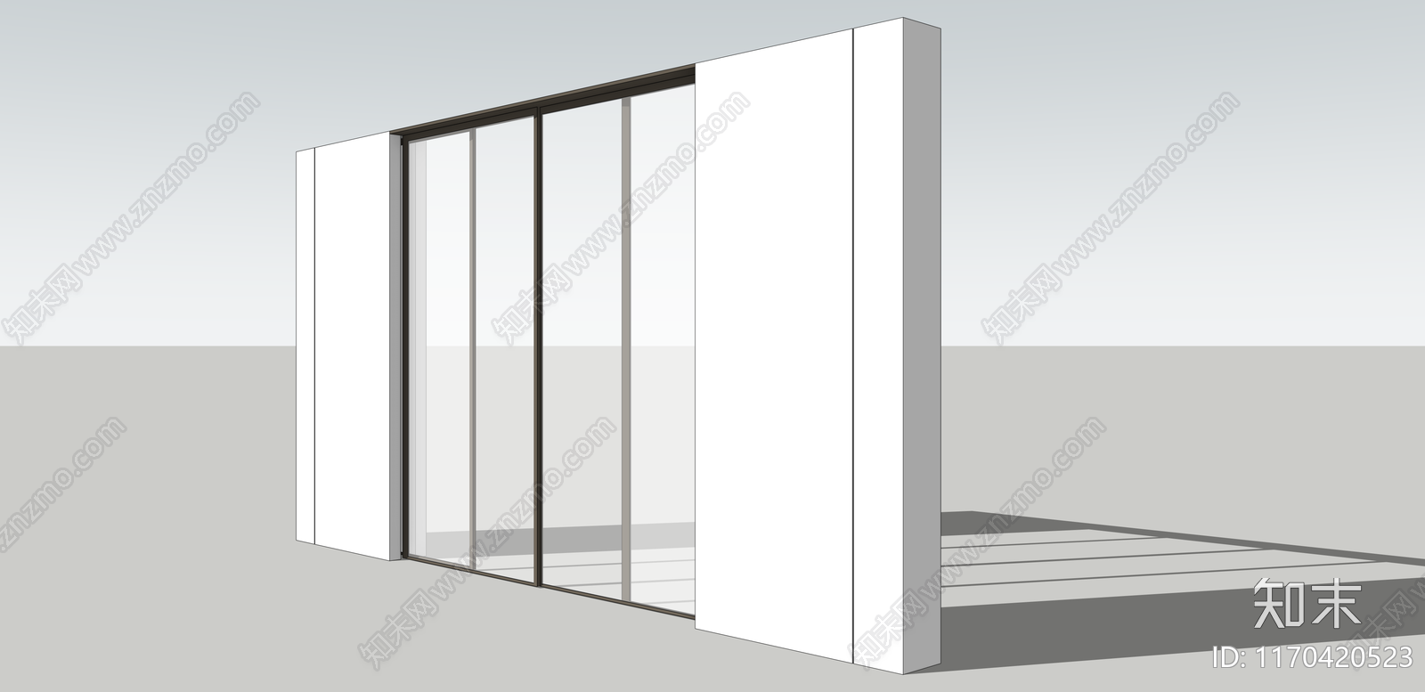 现代推拉门SU模型下载【ID:1170420523】