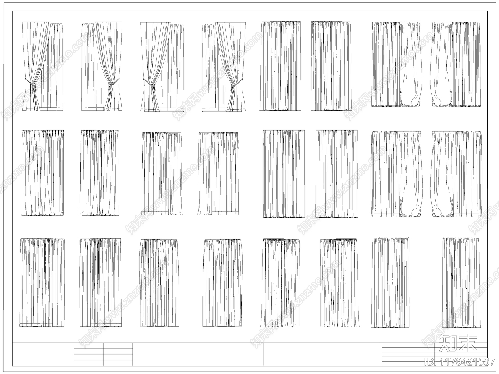 现代窗帘施工图下载【ID:1170421537】