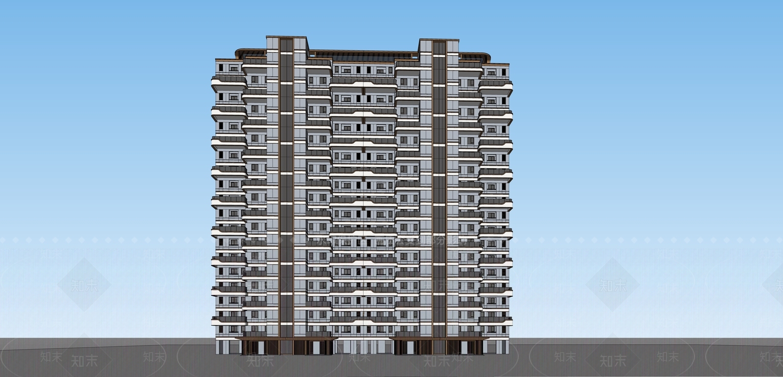 现代高层住宅SU模型下载【ID:1170422423】