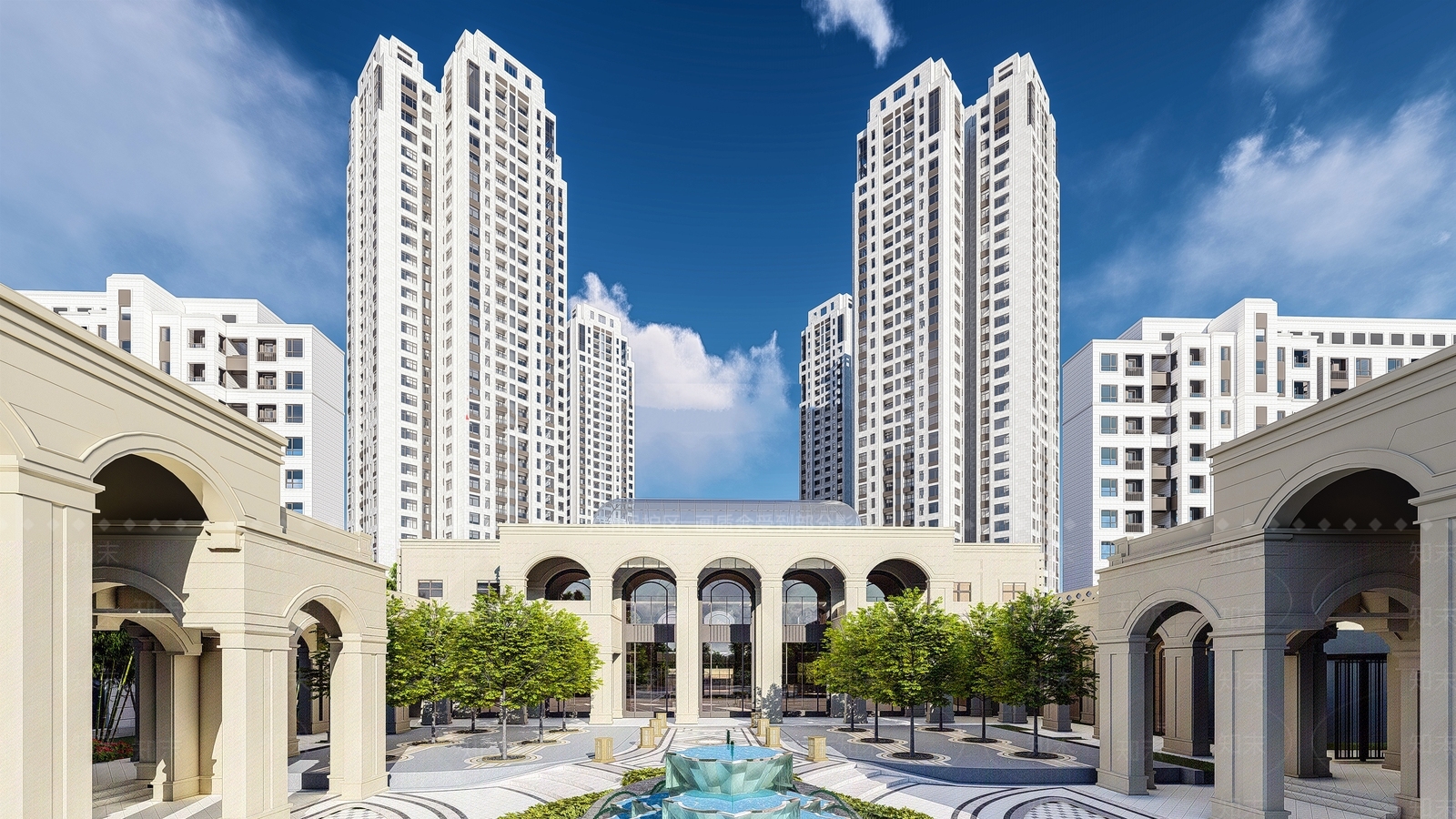 复古小区建筑SU模型下载【ID:1170428926】