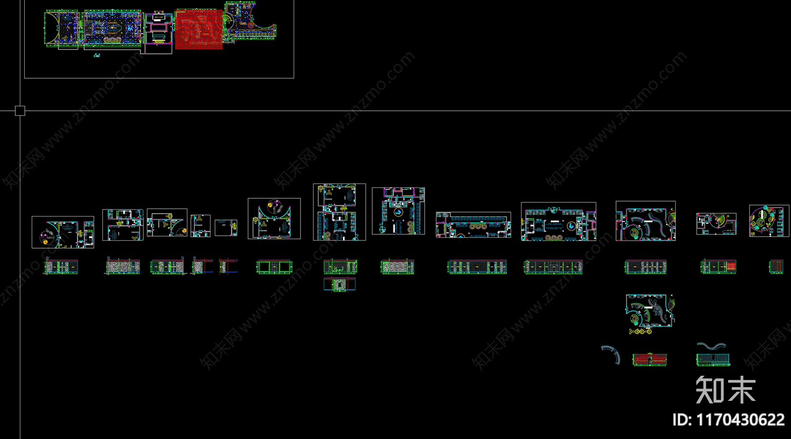 新中式现代西餐厅施工图下载【ID:1170430622】