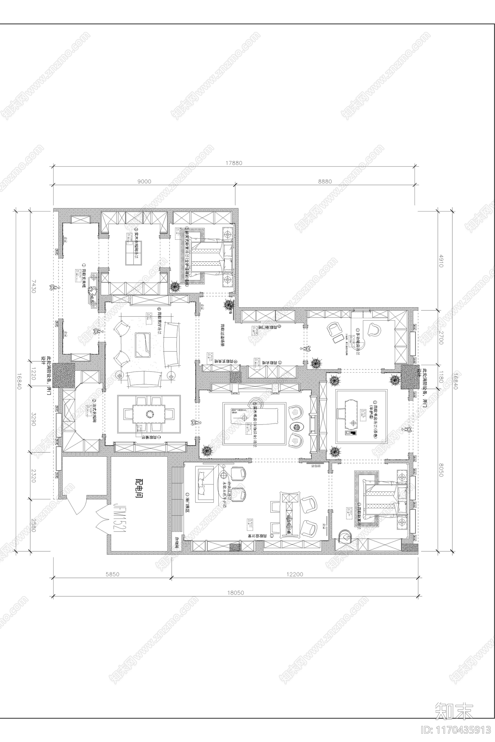 欧式美式其他商业空间cad施工图下载【ID:1170435913】