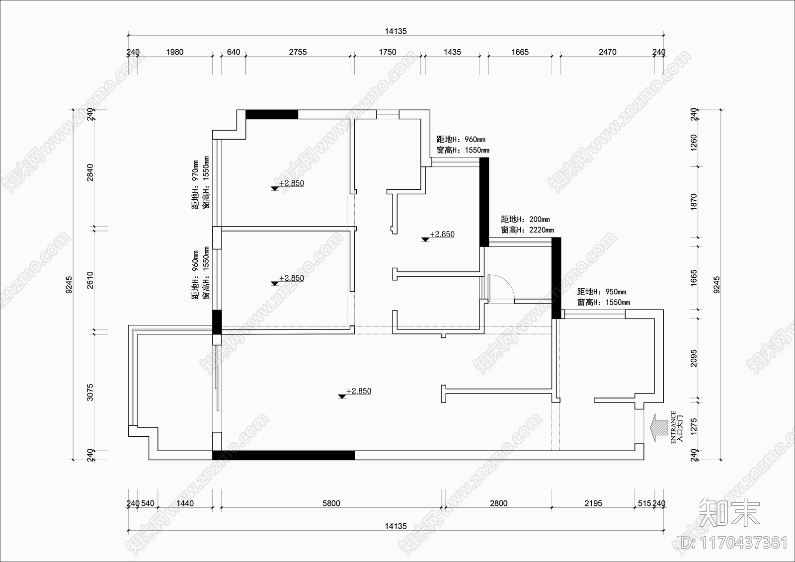 现代整体家装空间cad施工图下载【ID:1170437381】