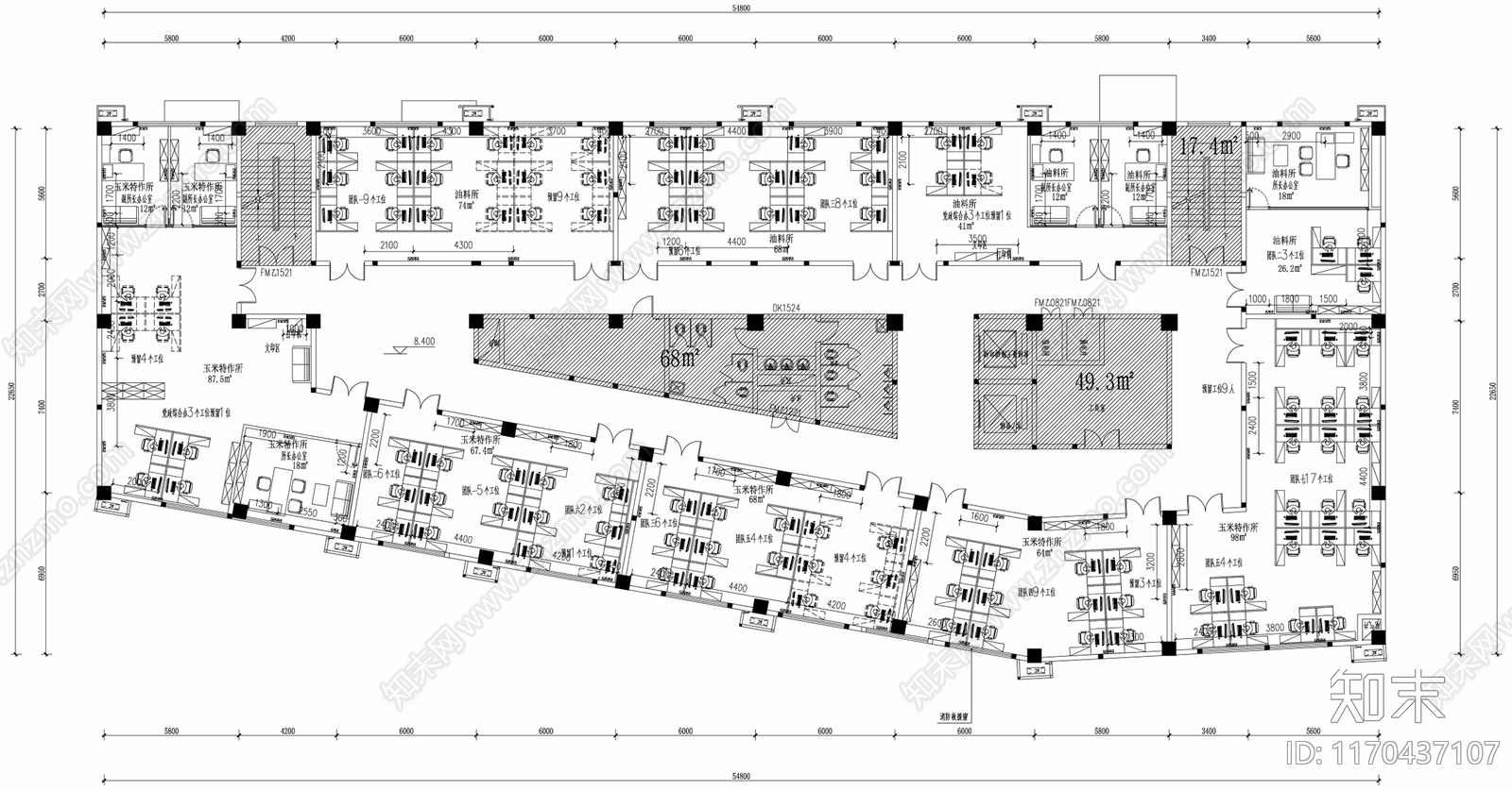 现代整体办公空间cad施工图下载【ID:1170437107】