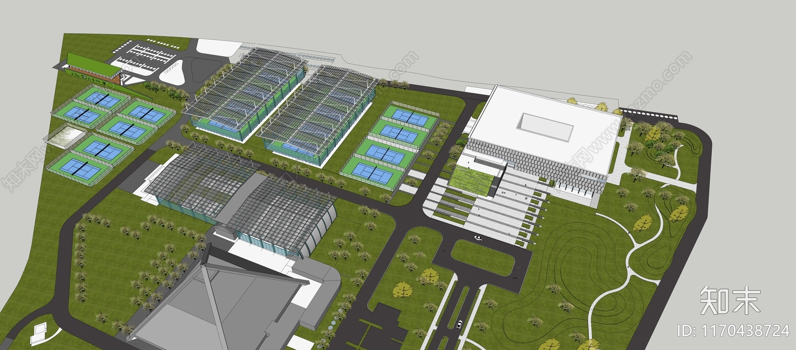 现代体育建筑SU模型下载【ID:1170438724】
