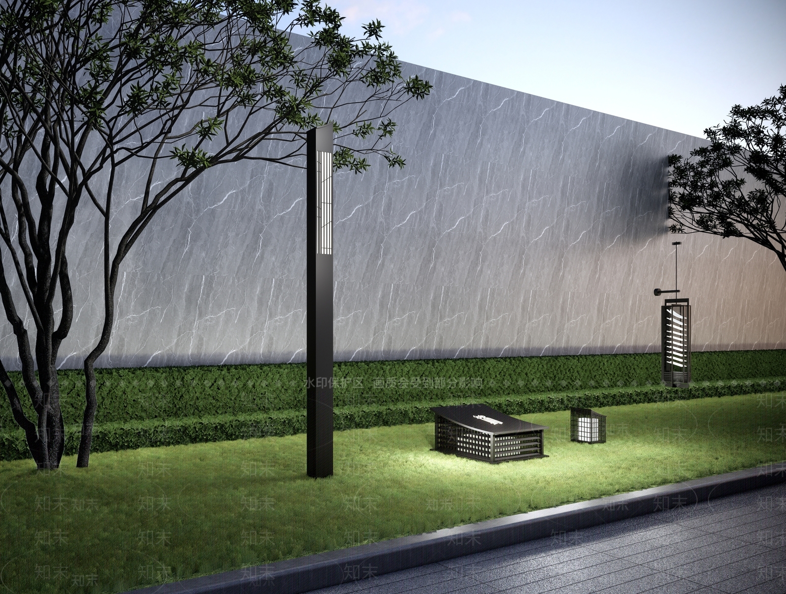 现代新中式景观灯SU模型下载【ID:1170439527】
