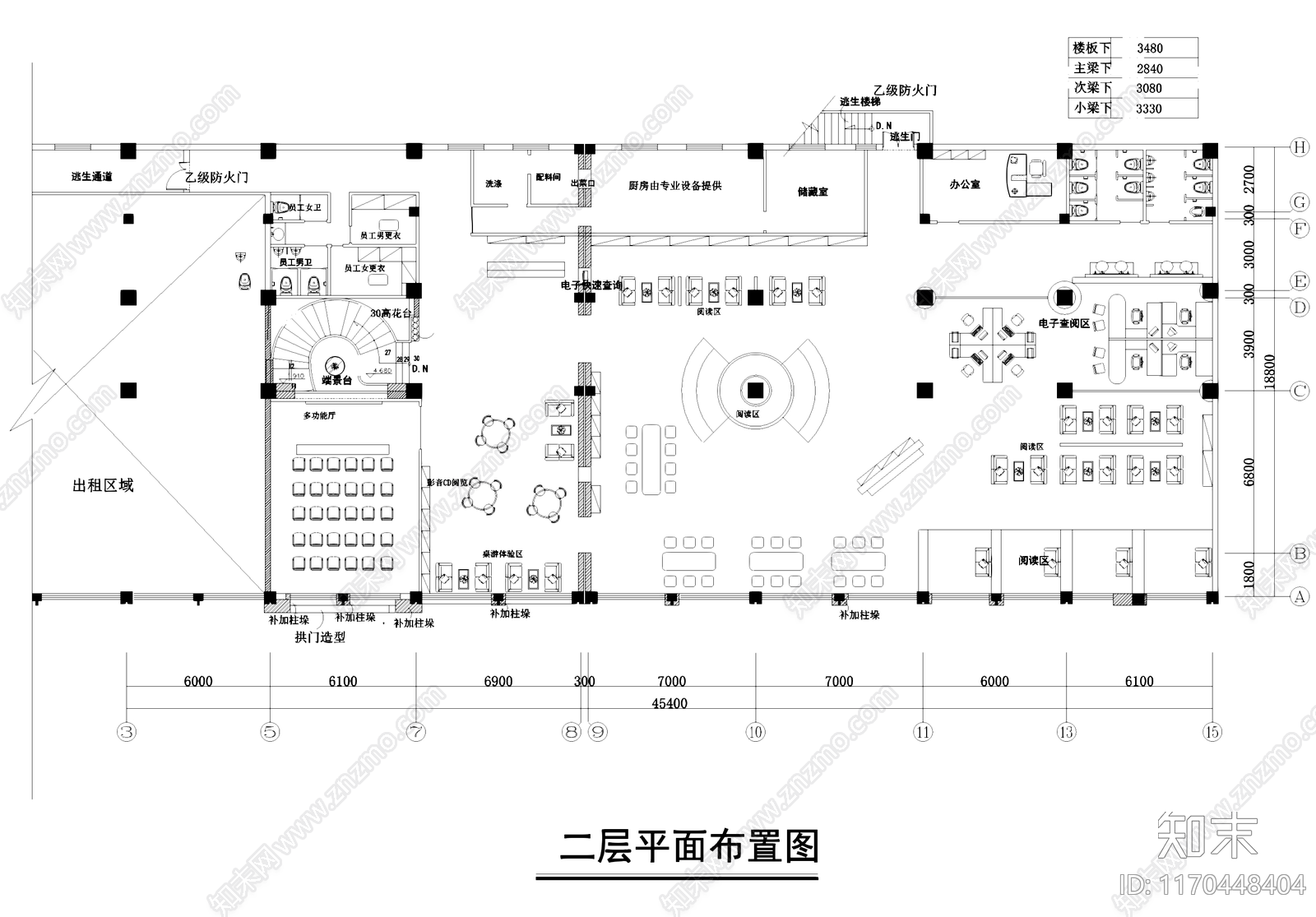 现代书店cad施工图下载【ID:1170448404】