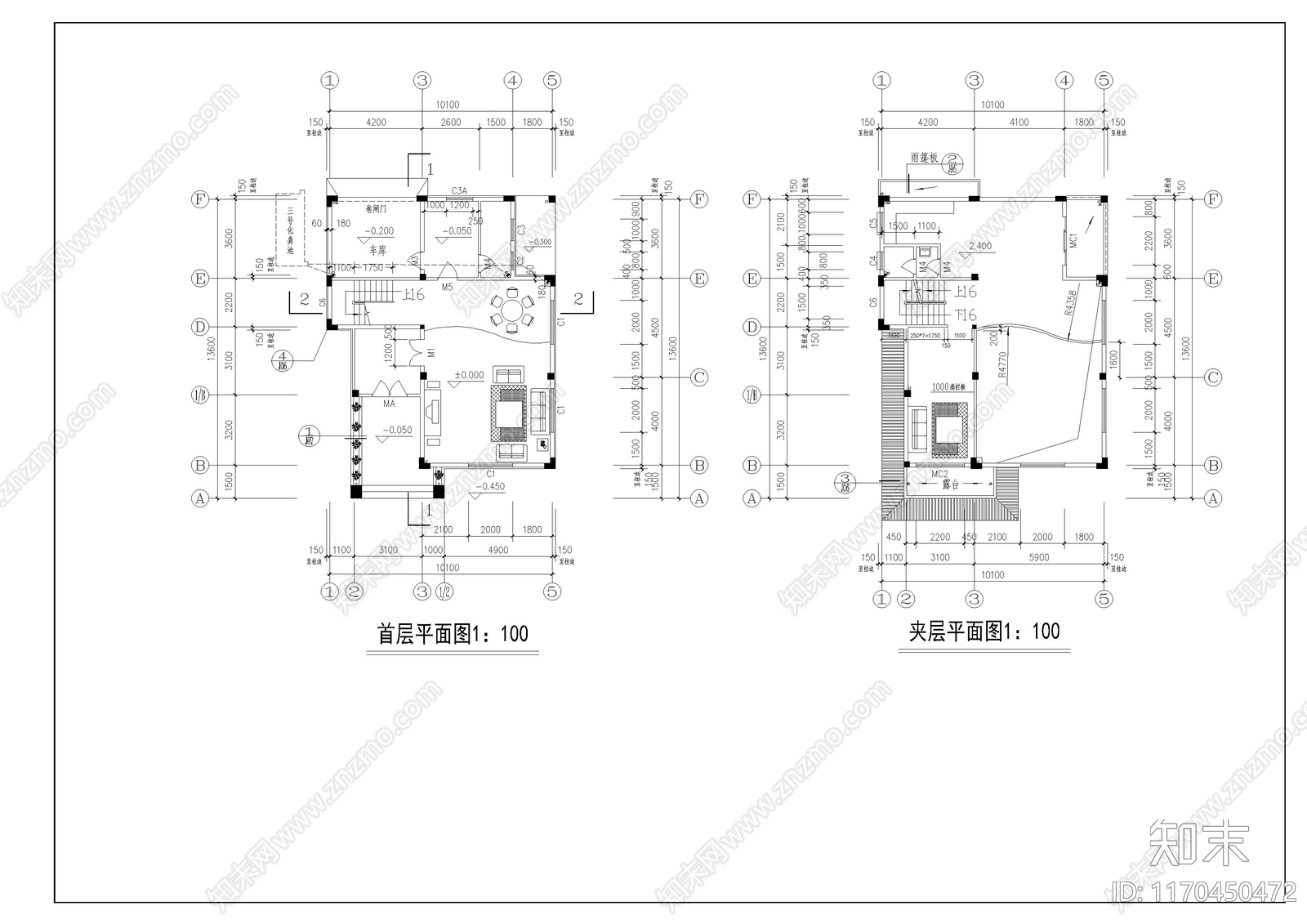 欧式别墅建筑cad施工图下载【ID:1170450472】