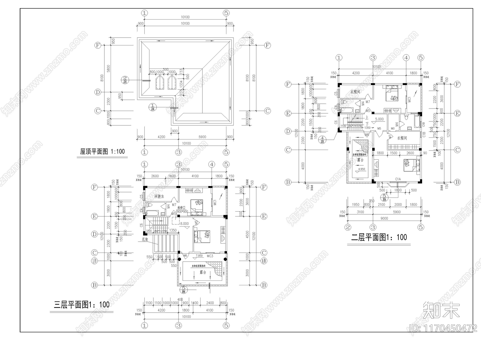 欧式别墅建筑cad施工图下载【ID:1170450472】