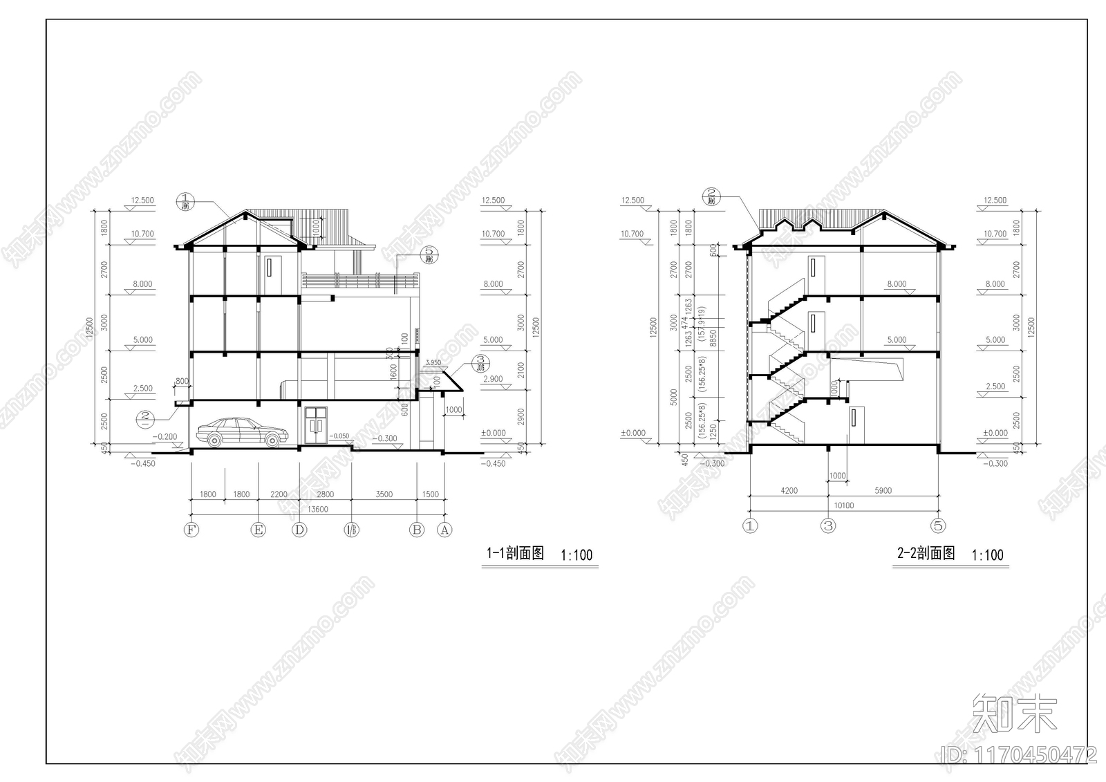 欧式别墅建筑cad施工图下载【ID:1170450472】