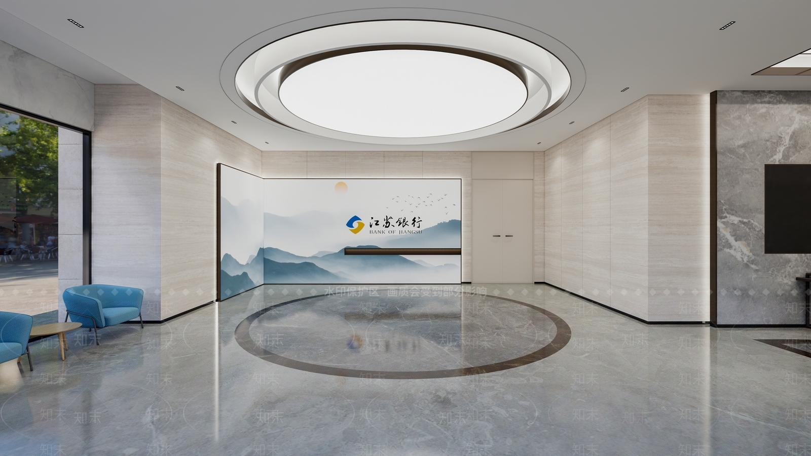 现代新中式办公大堂SU模型下载【ID:1170500297】