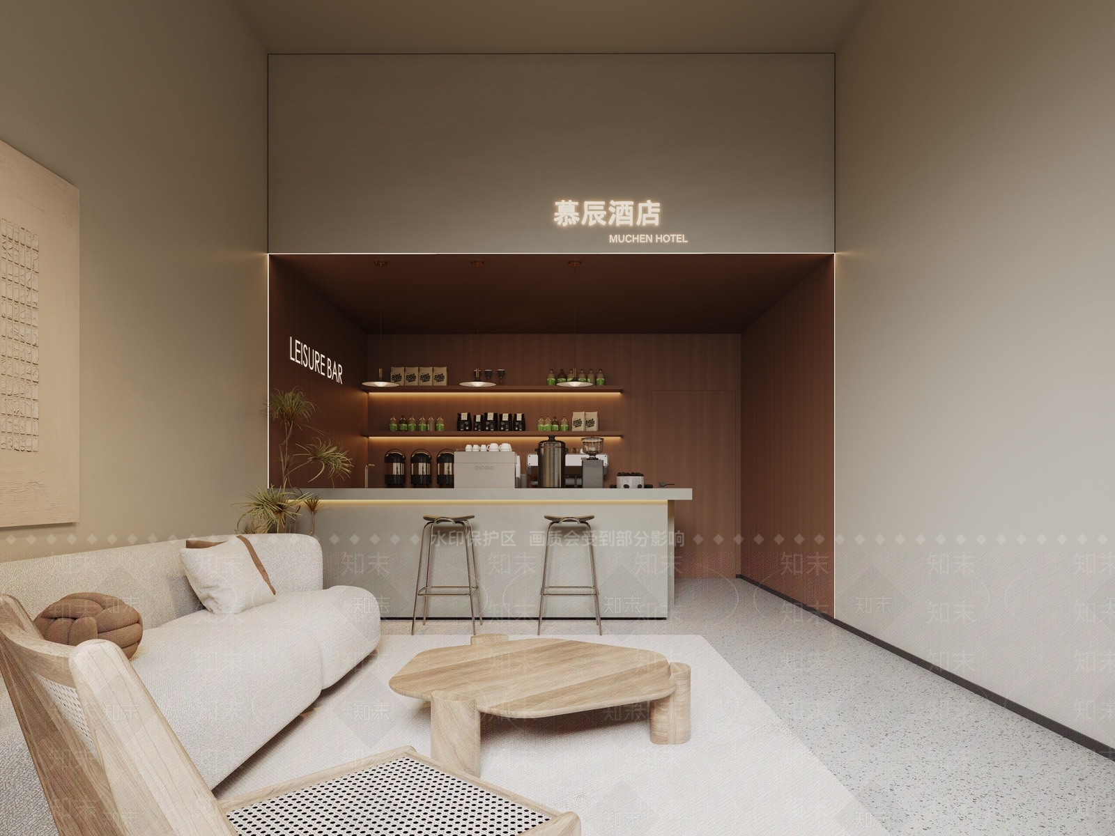 现代奶油民宿3D模型下载【ID:1170452951】
