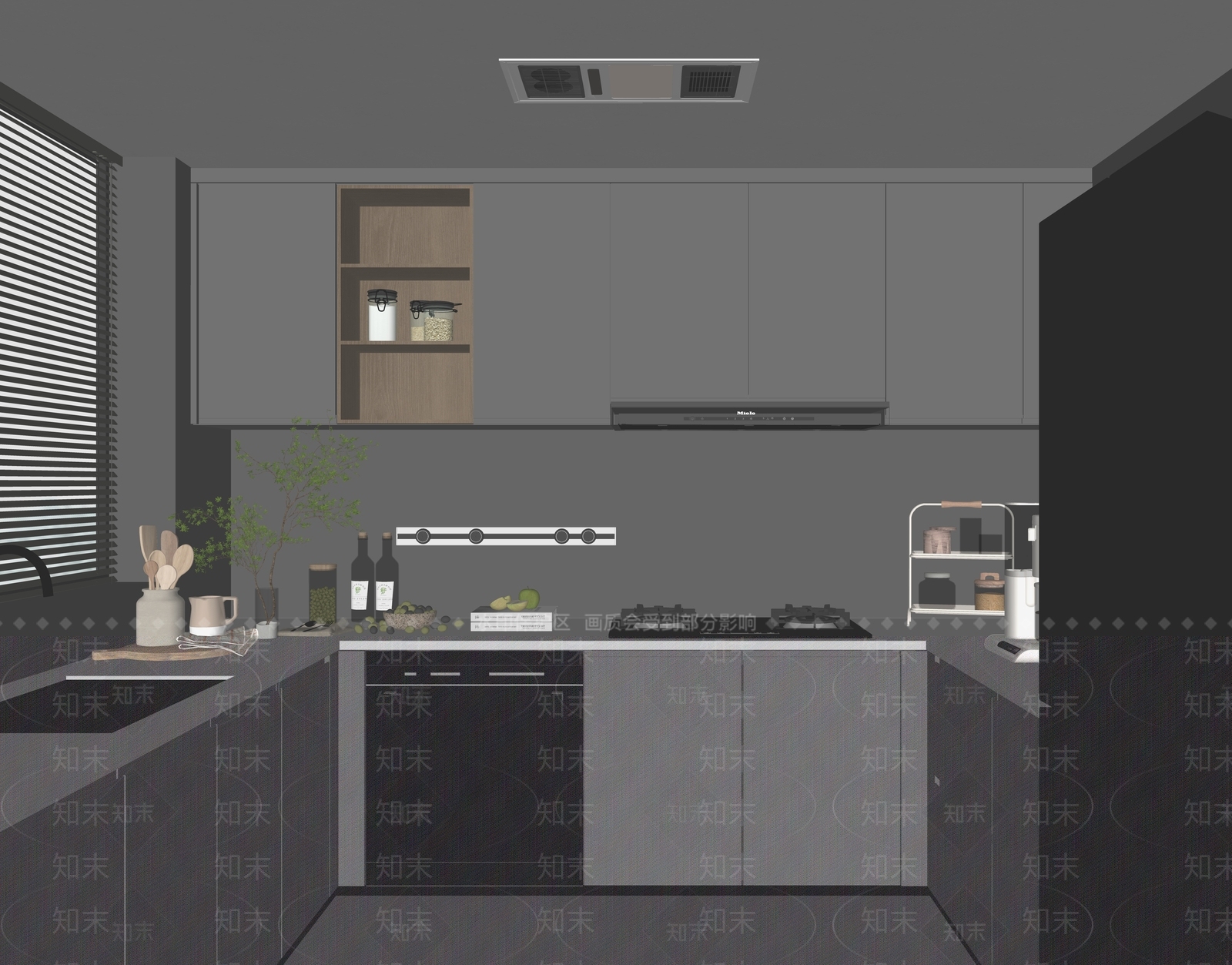 现代封闭式厨房SU模型下载【ID:1170453130】