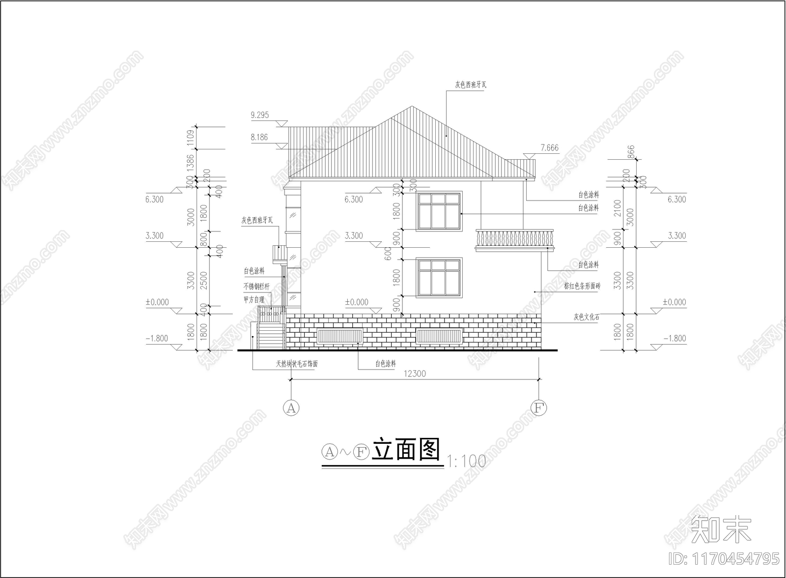 欧式别墅建筑cad施工图下载【ID:1170454795】