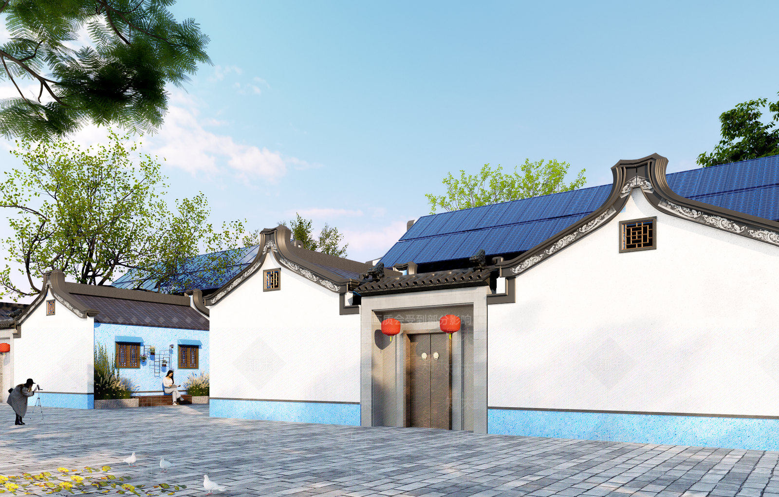 新中式中式乡村民房SU模型下载【ID:1170460351】