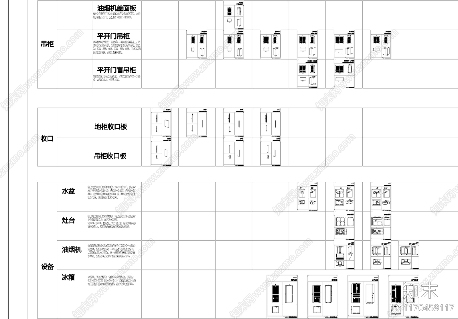 厨柜标准化厨房设施设备cad施工图下载【ID:1170459117】