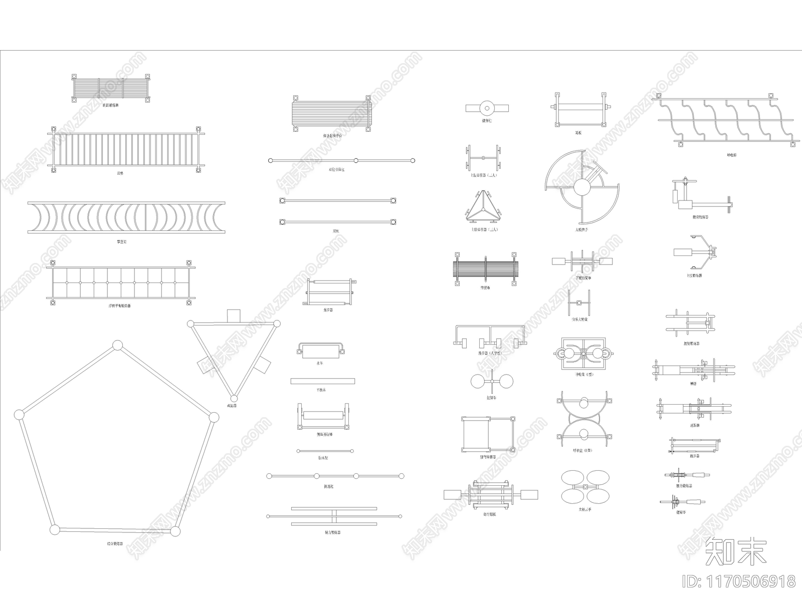 2024年最新户外室外健身运动器材器械CAD图库施工图下载【ID:1170506918】