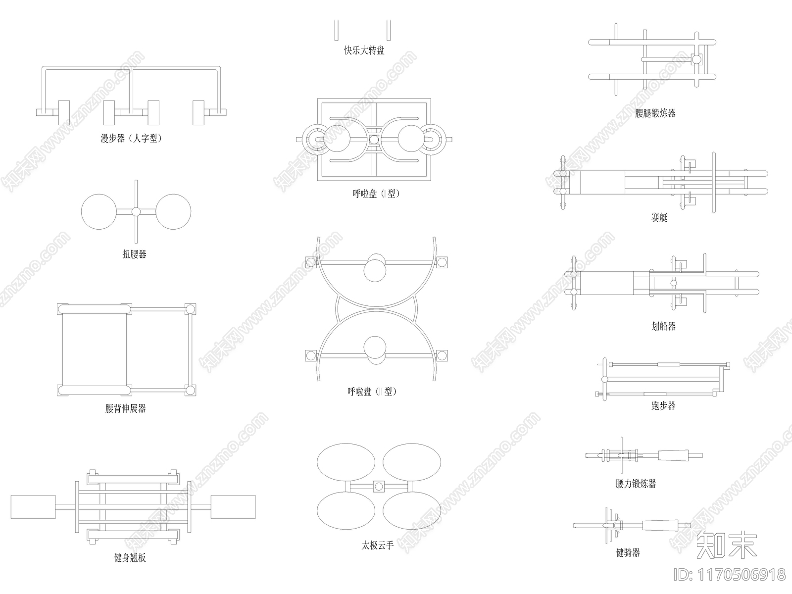2024年最新户外室外健身运动器材器械CAD图库施工图下载【ID:1170506918】