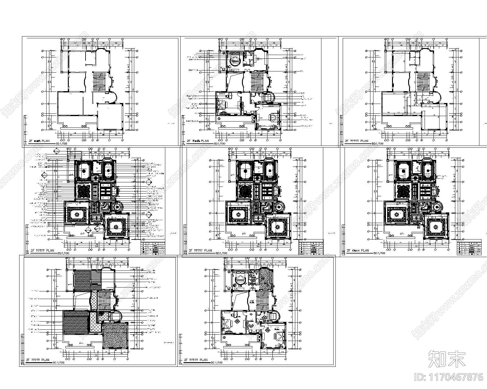 欧式整体家装空间cad施工图下载【ID:1170467876】