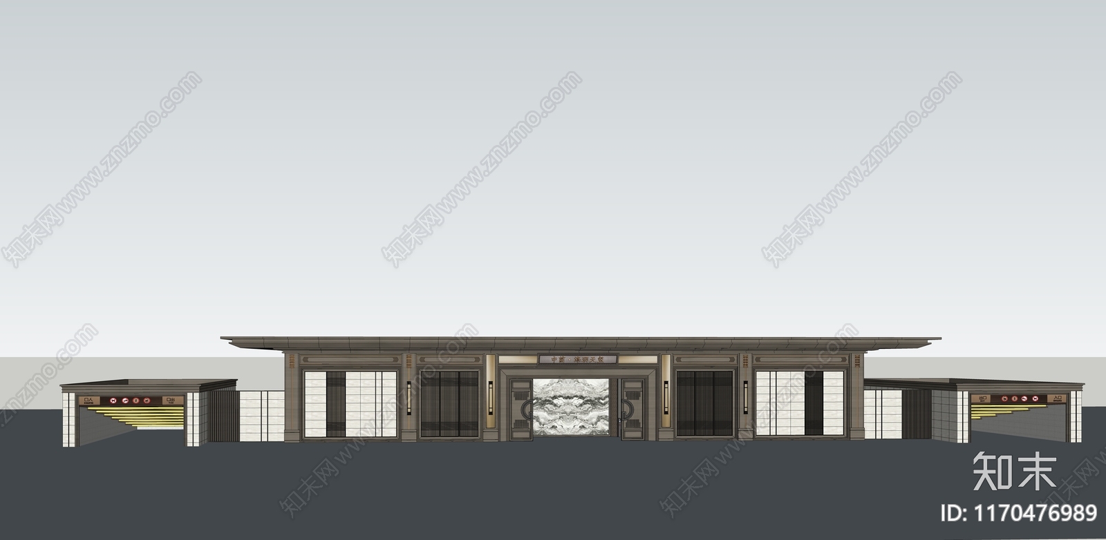 现代新中式小区建筑SU模型下载【ID:1170476989】