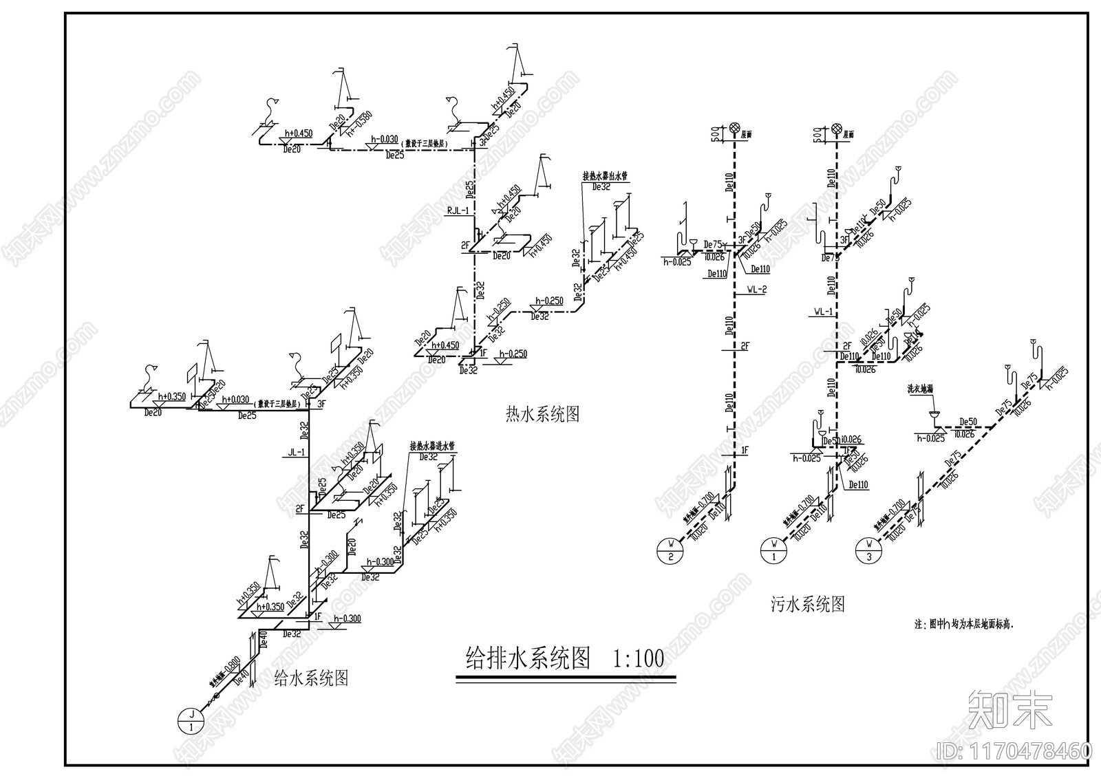 给排水图cad施工图下载【ID:1170478460】