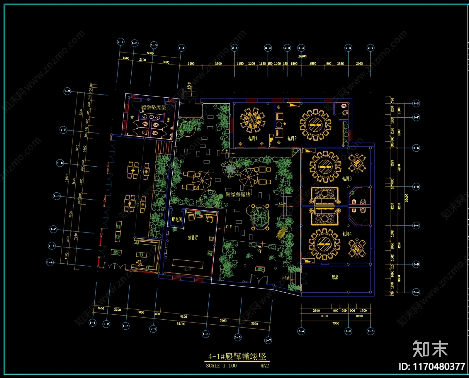 现代中餐厅cad施工图下载【ID:1170480377】