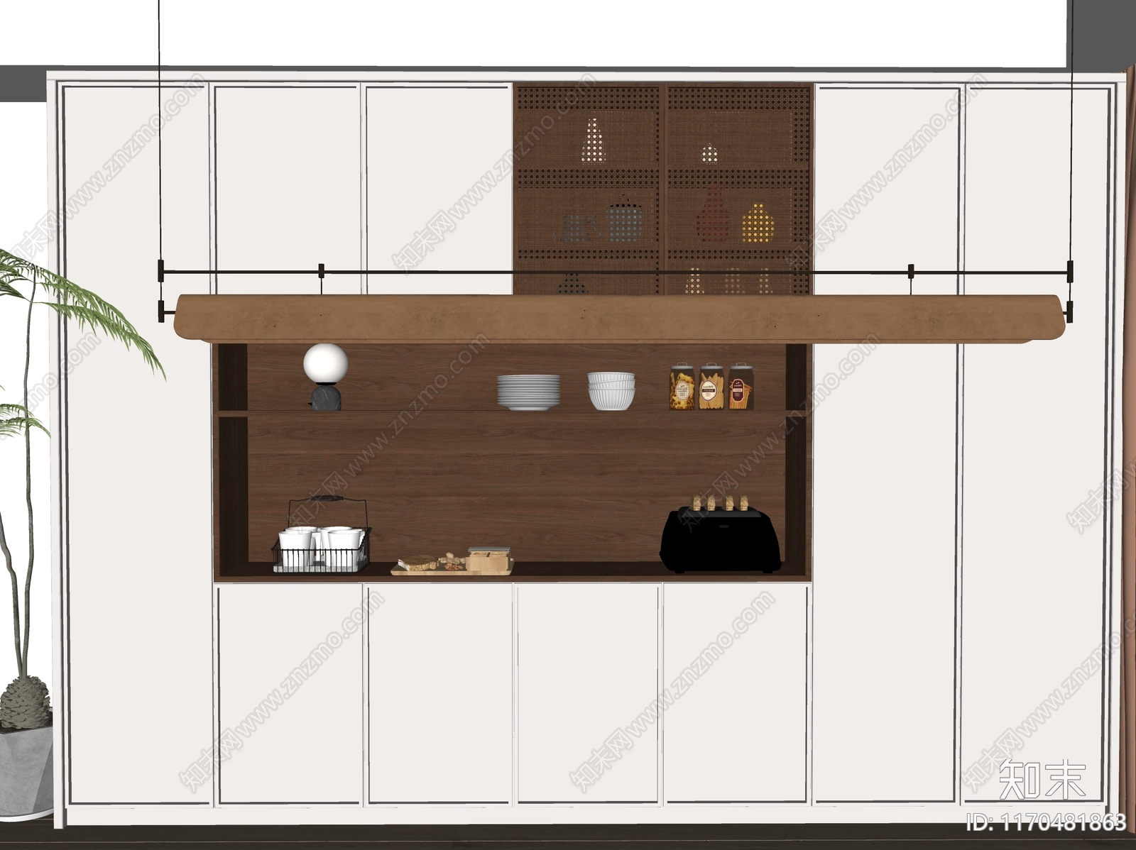 奶油餐边柜SU模型下载【ID:1170481863】