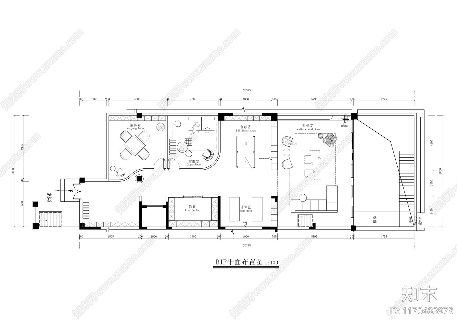 现代整体家装空间cad施工图下载【ID:1170483973】