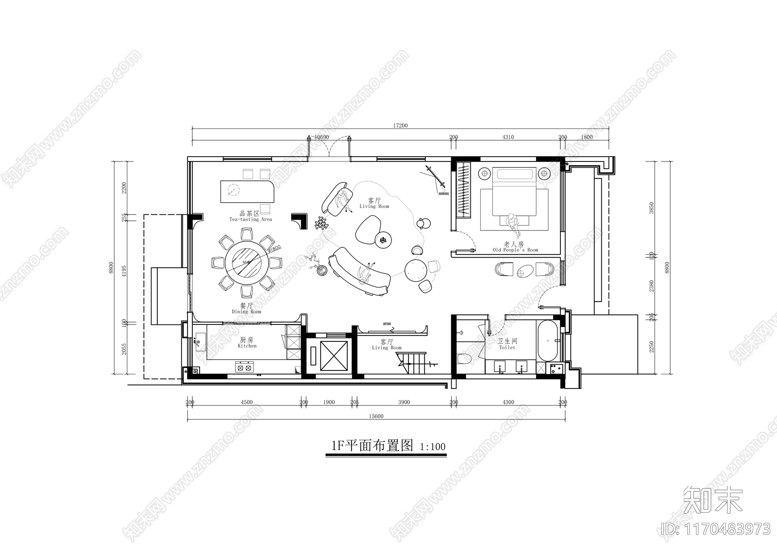 现代整体家装空间cad施工图下载【ID:1170483973】