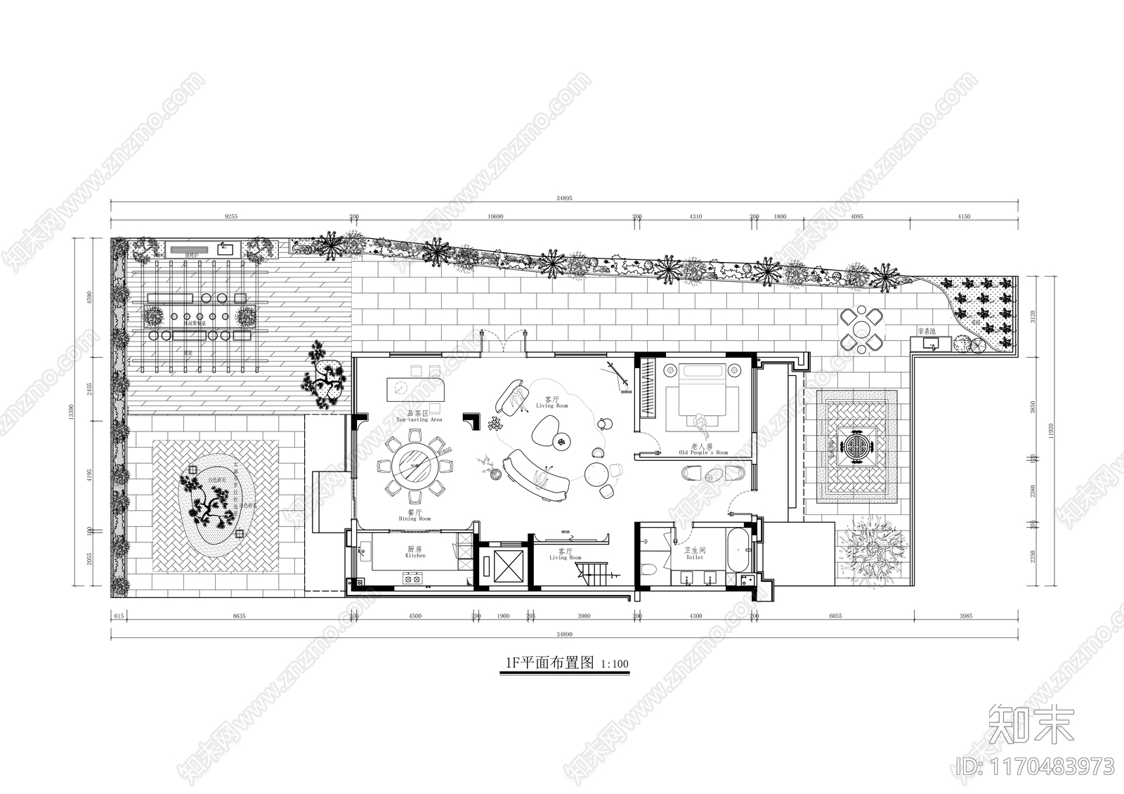 现代整体家装空间cad施工图下载【ID:1170483973】