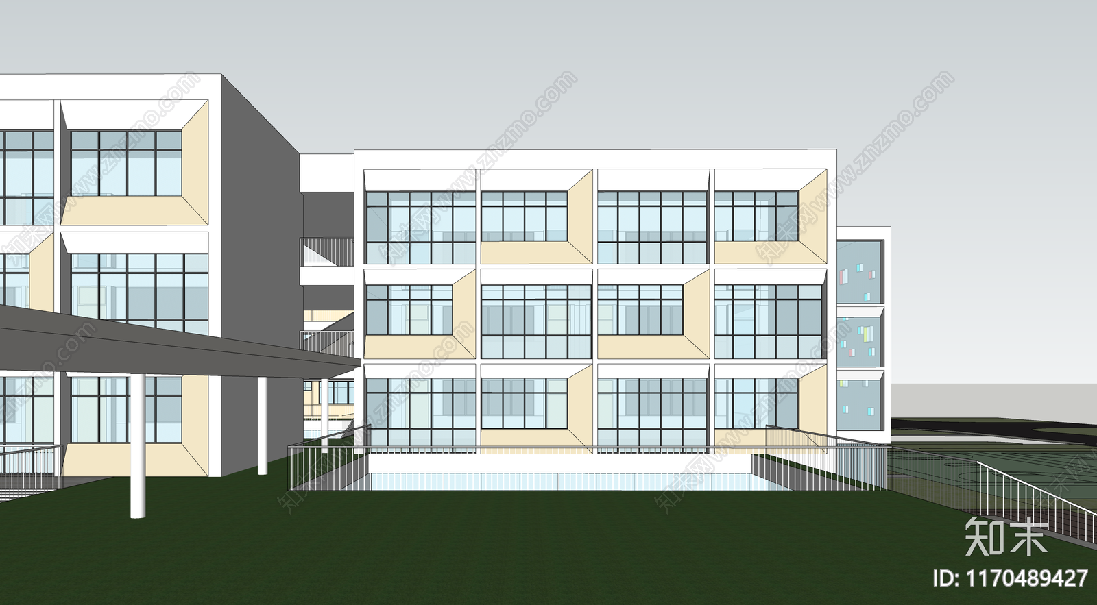 现代学校建筑SU模型下载【ID:1170489427】