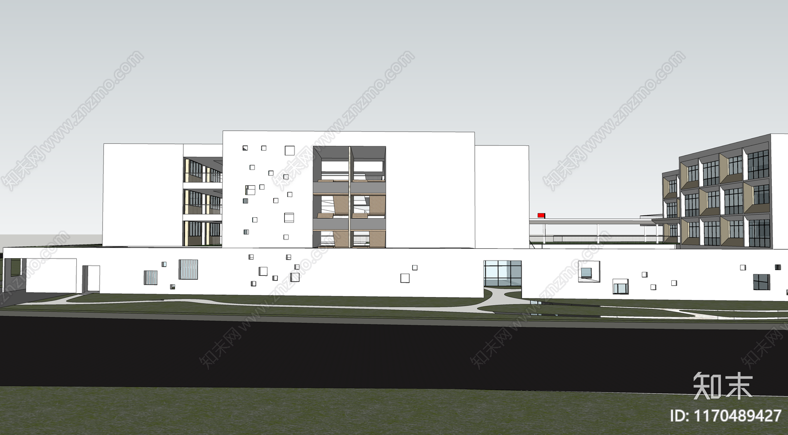 现代学校建筑SU模型下载【ID:1170489427】