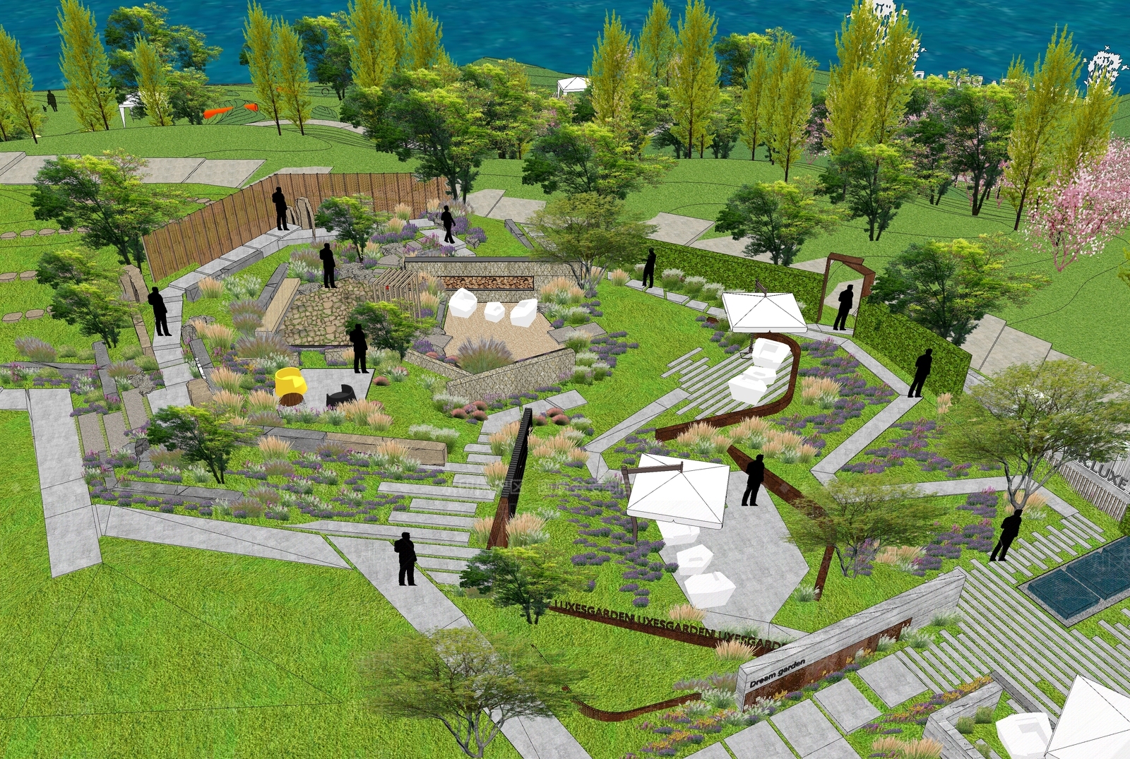 现代景观公园SU模型下载【ID:1170490580】