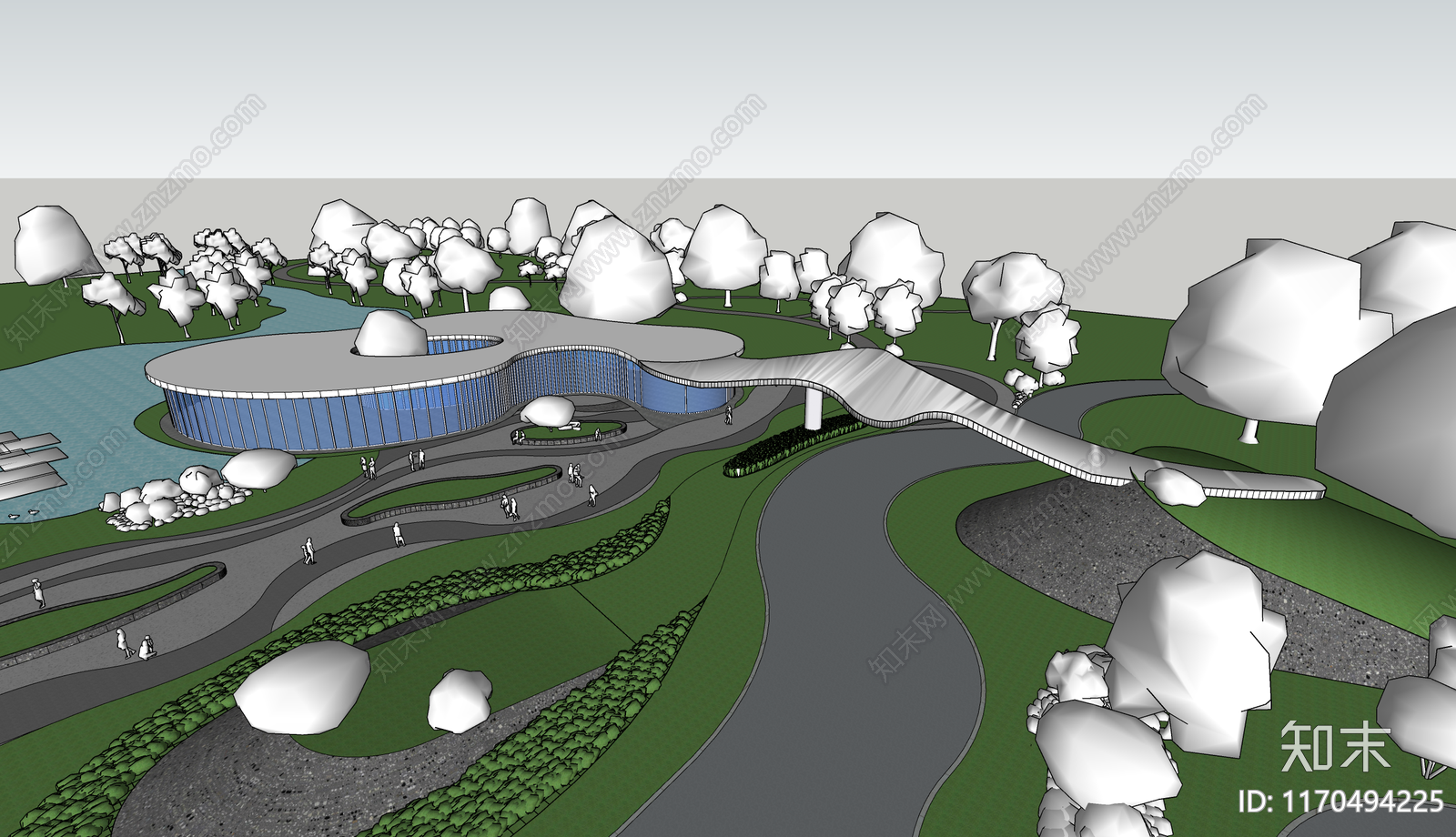 现代广场景观SU模型下载【ID:1170494225】