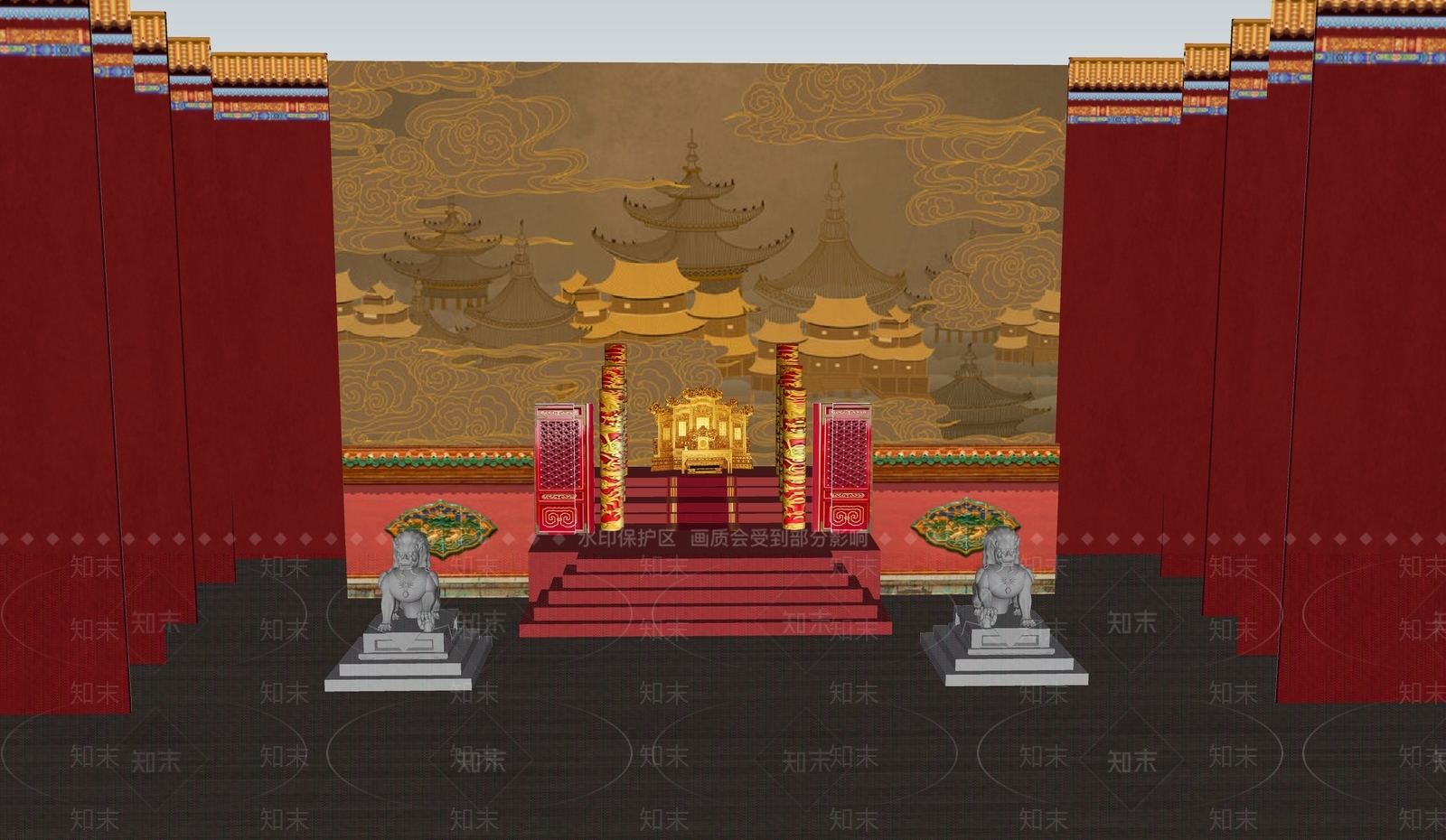新中式中式舞台SU模型下载【ID:1170495198】