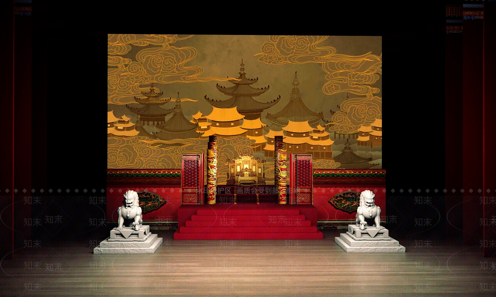 新中式中式舞台SU模型下载【ID:1170495198】