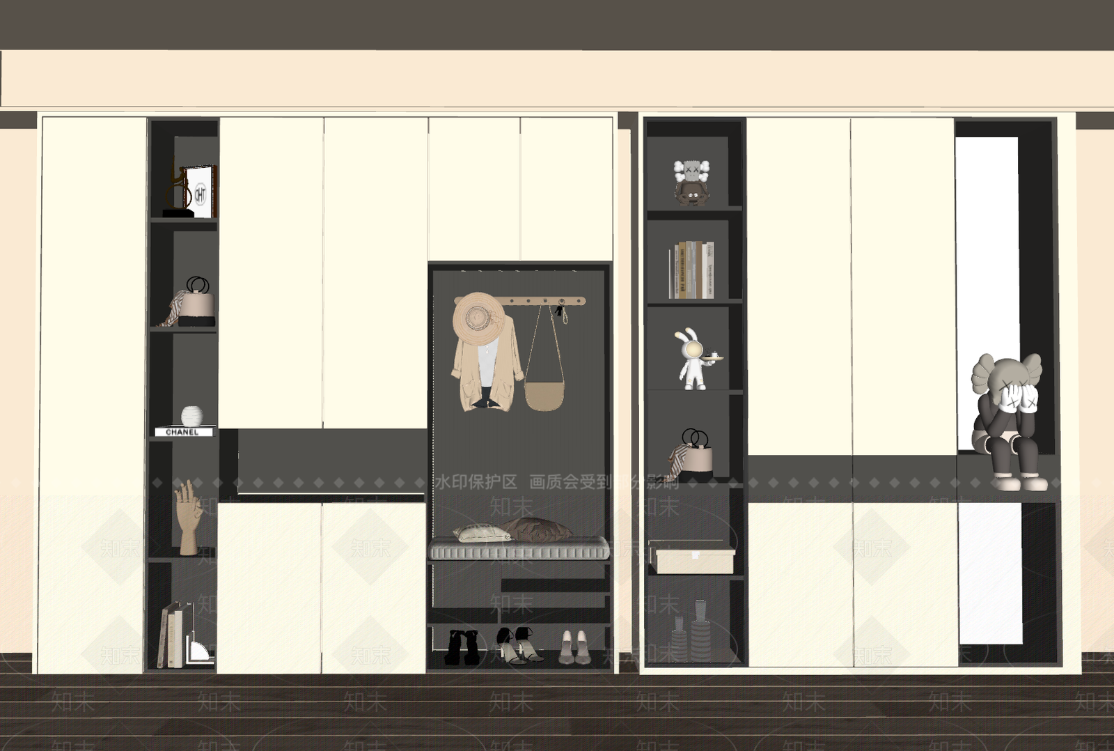 现代鞋柜SU模型下载【ID:1170496134】