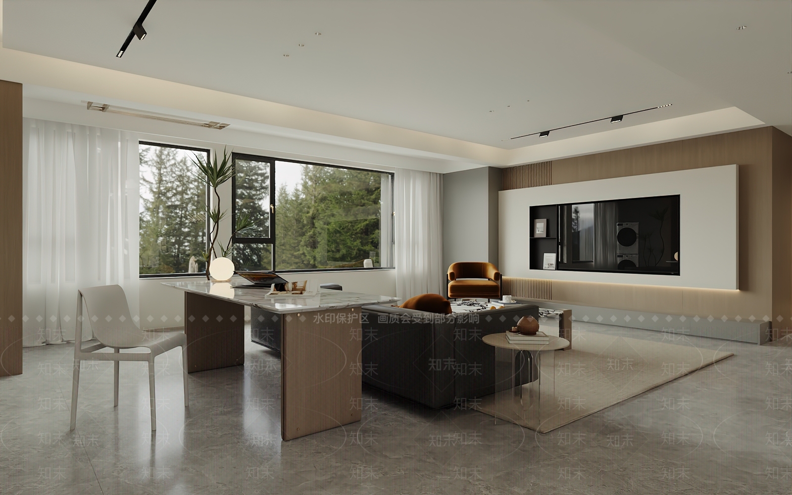现代极简客餐厅3D模型下载【ID:1170496387】_知末3d模型网