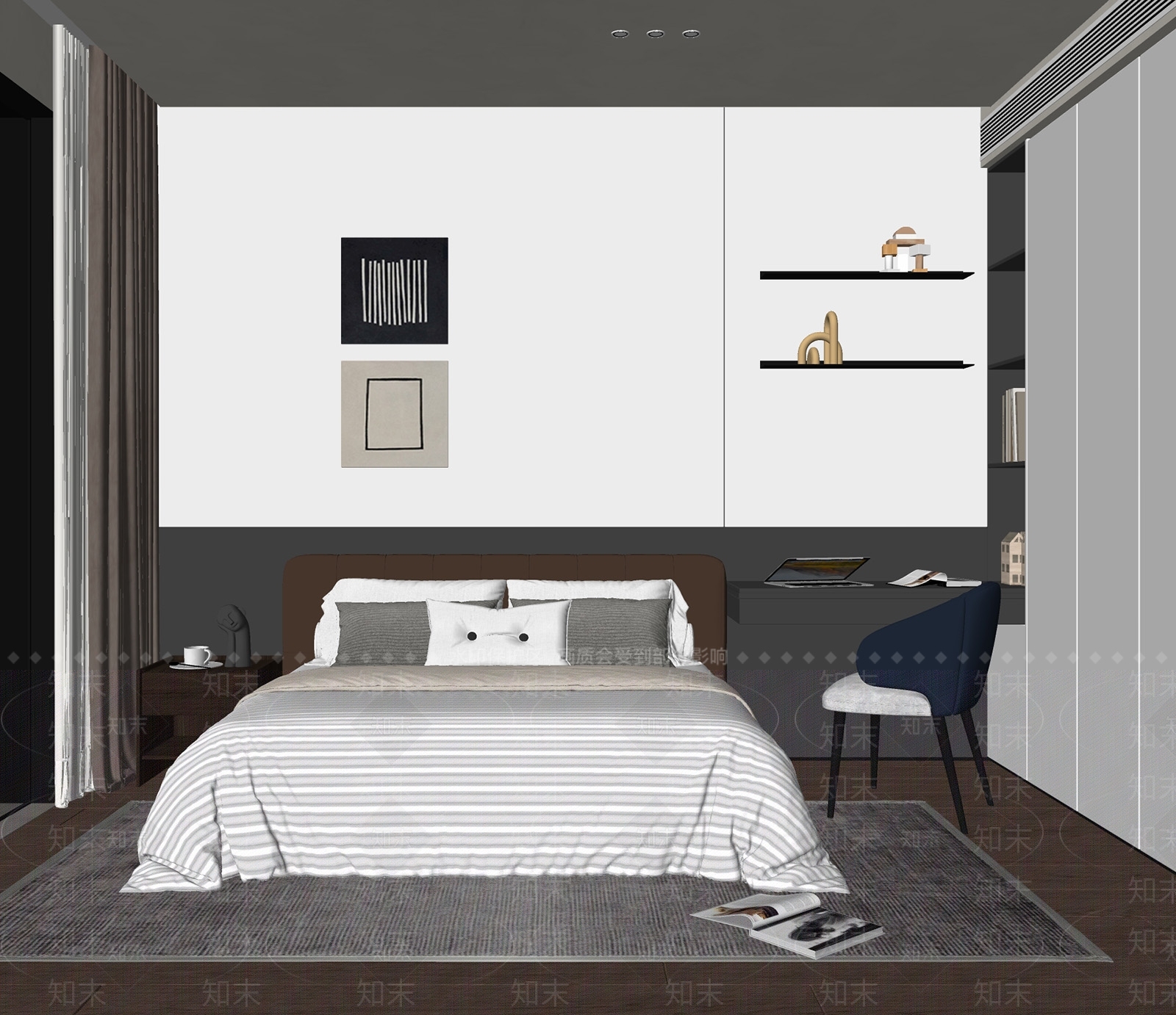 深色线条设计挂画抽象画SU模型下载【ID:1227287284】
