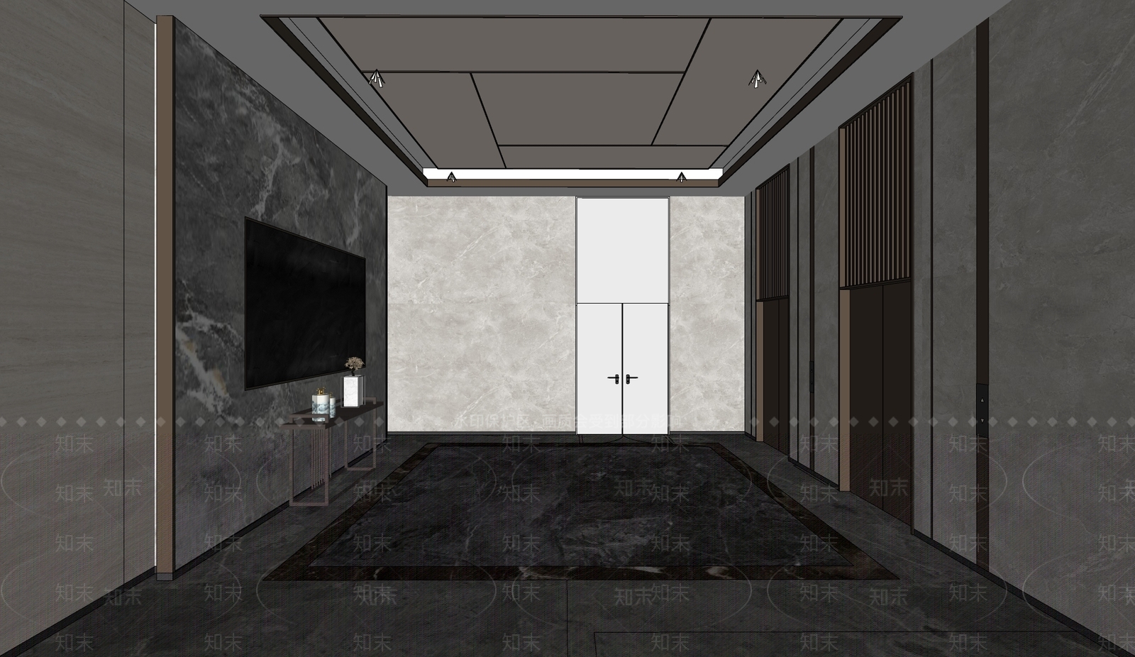 现代新中式办公大堂SU模型下载【ID:1170500297】