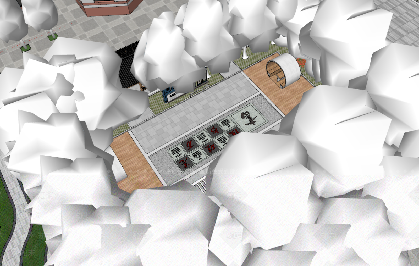 现代新中式校园景观SU模型下载【ID:1170506951】