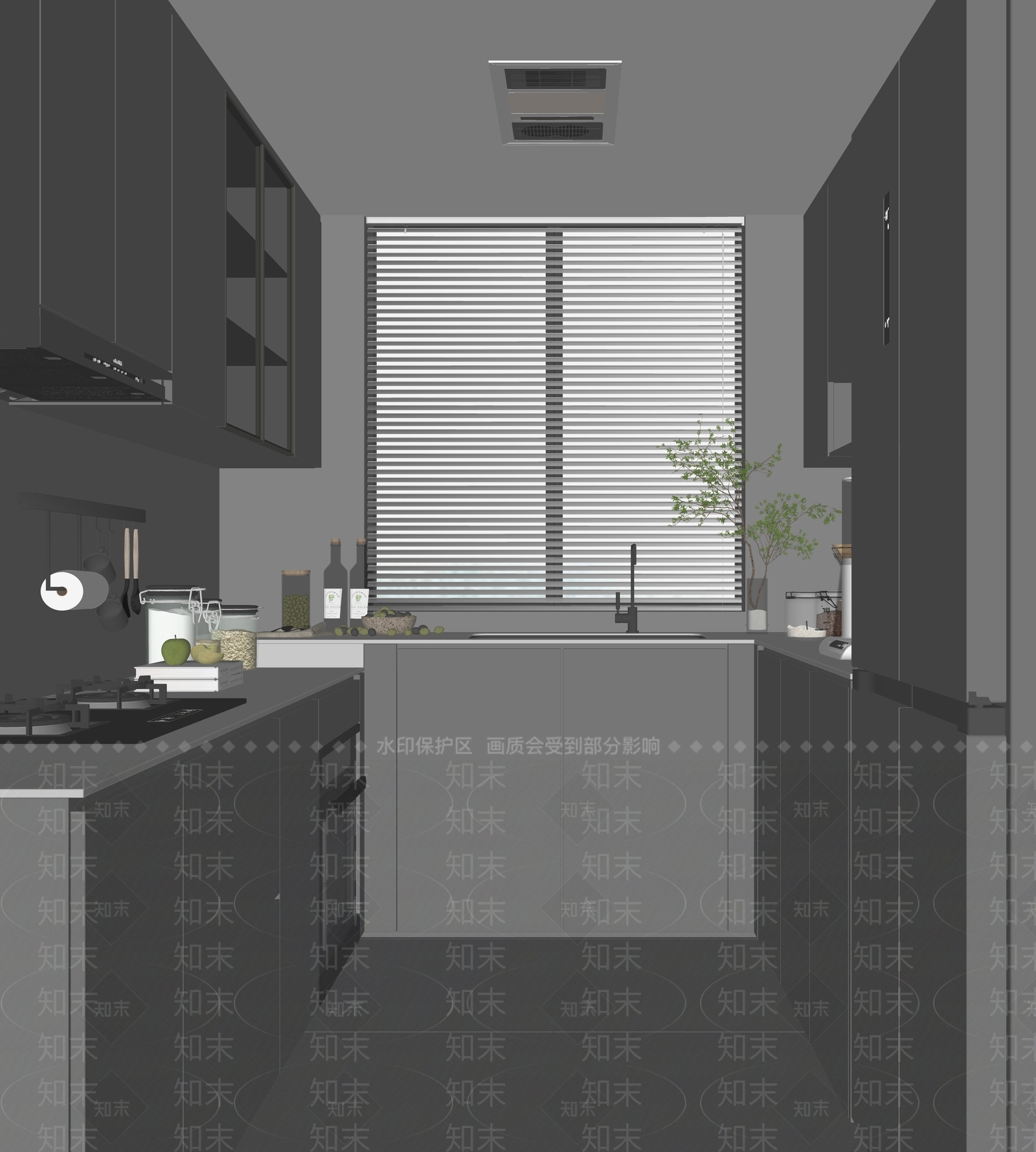 现代封闭式厨房SU模型下载【ID:1170510346】