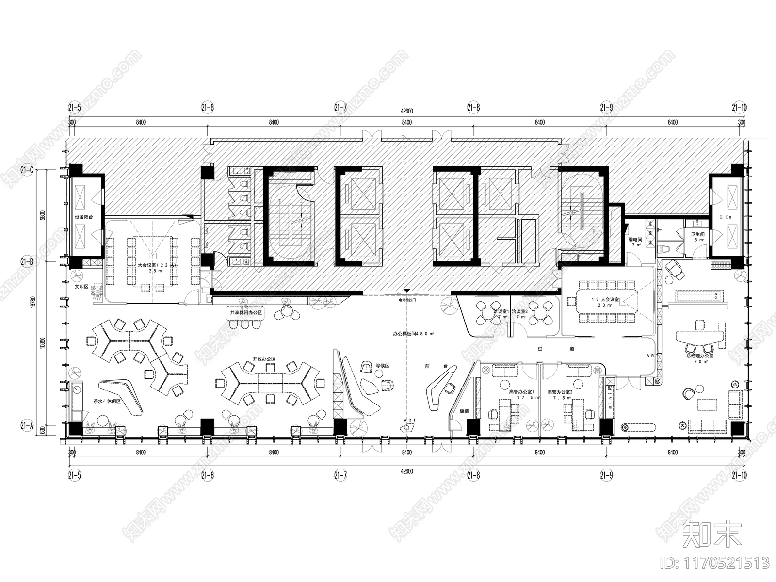 现代整体办公空间cad施工图下载【ID:1170521513】