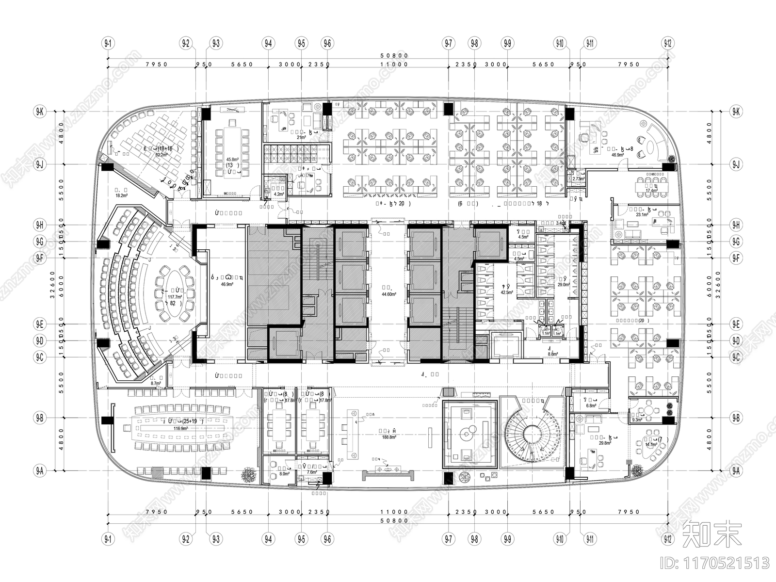 现代整体办公空间cad施工图下载【ID:1170521513】