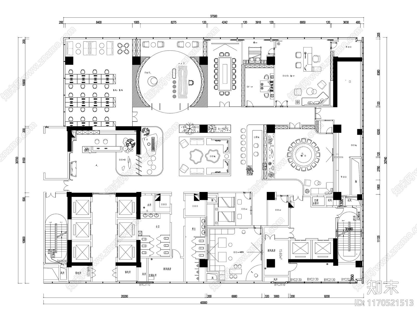 现代整体办公空间cad施工图下载【ID:1170521513】