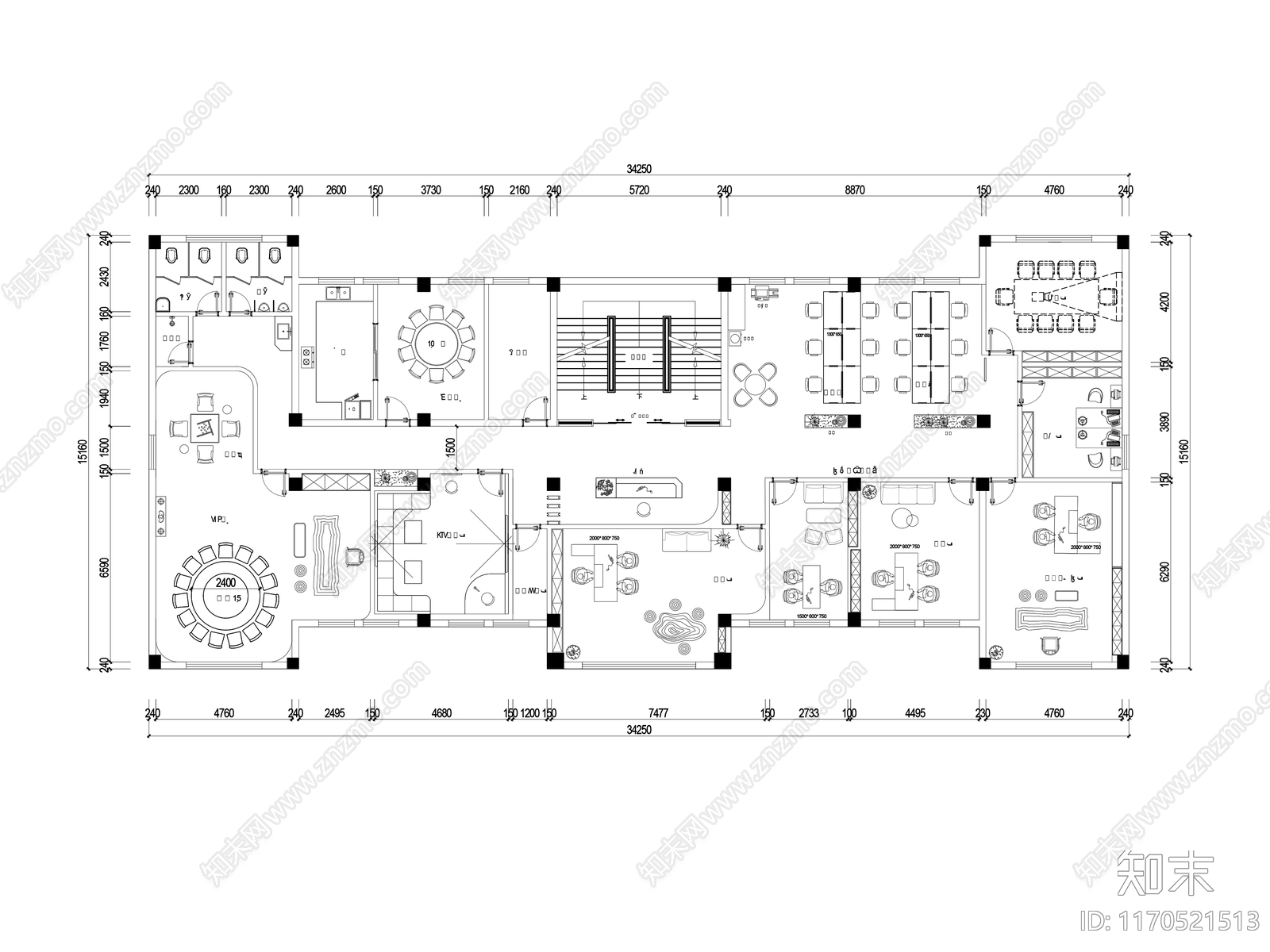 现代整体办公空间cad施工图下载【ID:1170521513】