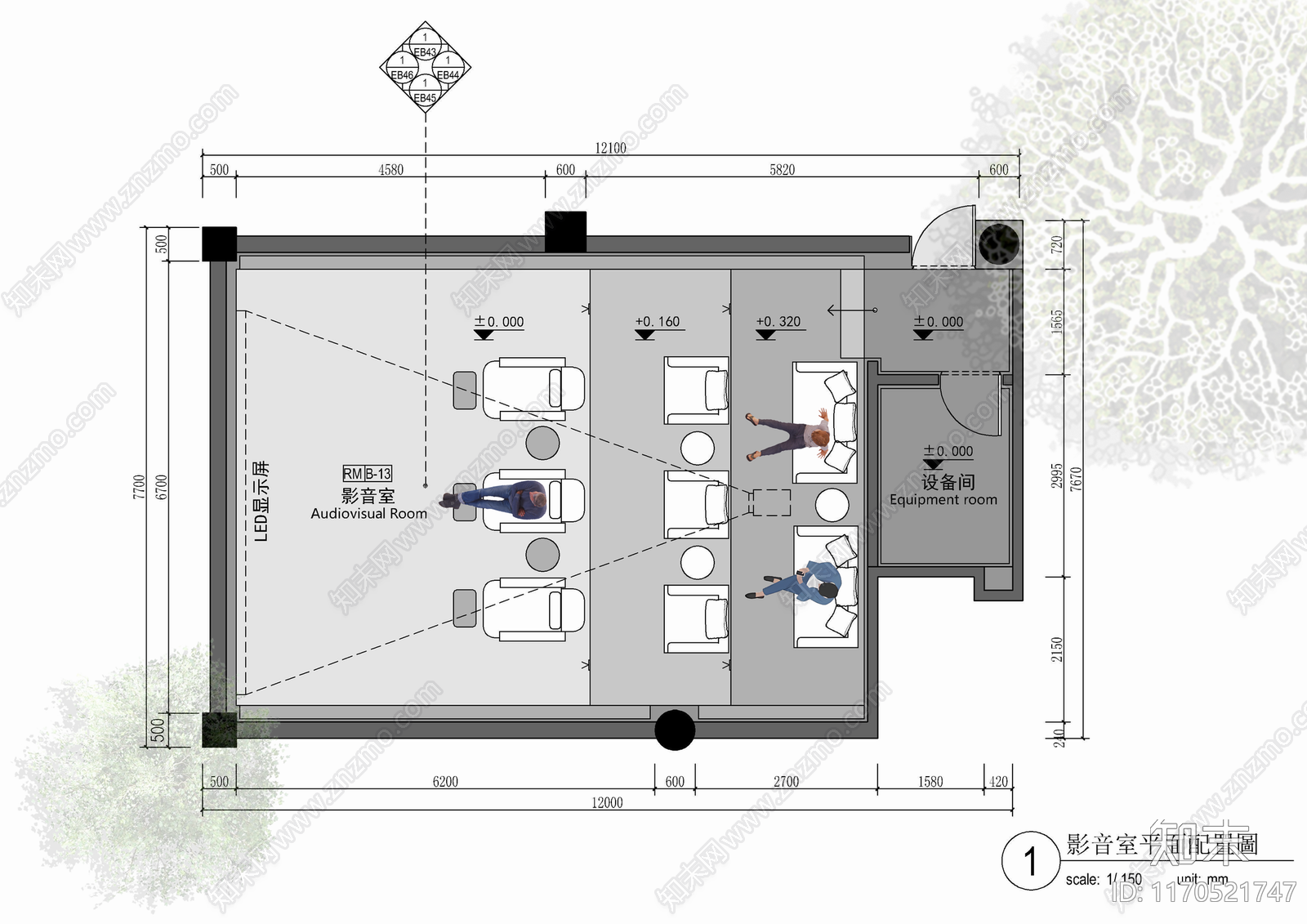 现代影音室施工图下载【ID:1170521747】